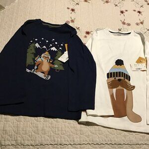 NWT 2 Gymboree Boys' Embroidered/Appliqued Tops--Size 7---Walrus & Skiing Sloth